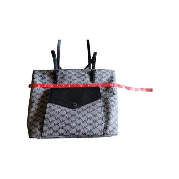 Michael Kors Jet Set Black & Gray Front Card Pocket Open Tote Shoulder Bag EUC - Picture 13 of 16